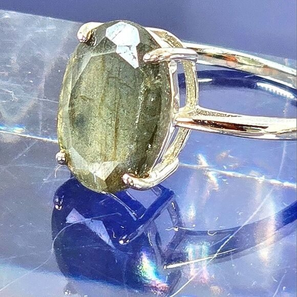 925 Sterling Silver Ring Sz 8.75 with Natural Labradorite 14x10mm Gemstone. - Picture 8 of 10